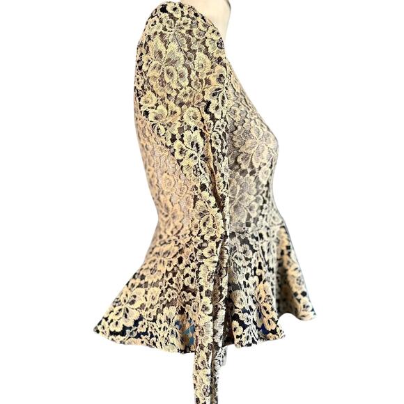 Do & Be Tops - Womens Top Size Small Cream Lace Floral Ruffled Regency Renfaire Victorian Work